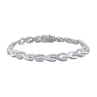 1.00 CT. T.W. Diamond Braided Alternating Link Bracelet in Sterling Silver 