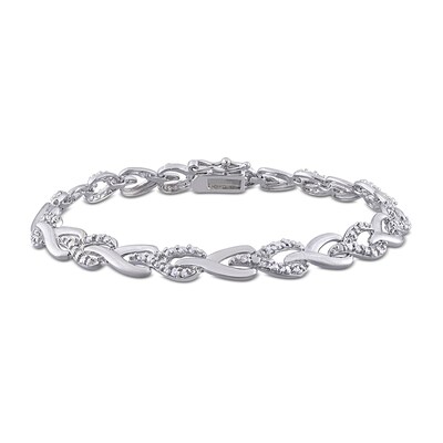 1.00 CT. T.W. Diamond Braided Alternating Link Bracelet in Sterling Silver 