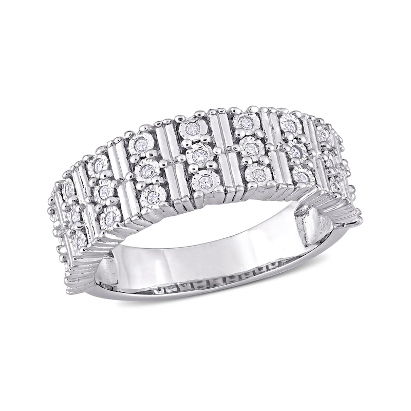 0.16 CT. T.W. Diamond Station Triple Row Ring in Sterling Silver |Peoples Jewellers