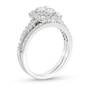 Thumbnail Image 2 of 0.95 CT. T.W. Oval-Shaped Multi-Diamond Flower Frame Bridal Set in 10K White Gold (J/I3)