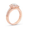 Thumbnail Image 2 of 0.95 CT. T.W. Oval-Shaped Multi-Diamond Flower Frame Bridal Set in 10K Rose Gold (J/I3)