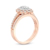 Thumbnail Image 2 of 0.95 CT. T.W. Oval-Shaped Multi-Diamond Double Flower Frame Bridal Set in 10K Rose Gold (J/I3)