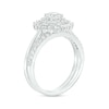 0.95 CT. T.W. Diamond Double Flower Frame Bridal Set in 10K White Gold (J/I3)