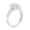 Thumbnail Image 2 of 0.95 CT. T.W. Pear-Shaped Multi-Diamond Floral Frame Bridal Set in 10K White Gold (J/I3)