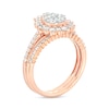 0.95 CT. T.W. Pear-Shaped Multi-Diamond Floral Frame Bridal Set in 10K Rose Gold (J/I3)