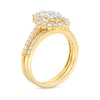 Thumbnail Image 2 of 0.95 CT. T.W. Pear-Shaped Multi-Diamond Flower Frame Bridal Set in 10K Gold (J/I3)