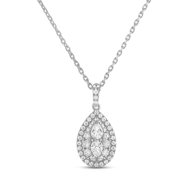 Forever Connected CT. T.W. Pear-Shaped Diamond Frame Pendant in 10K White Gold