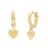 27.0mm Heart Dangle Huggie Hoop Earrings in 10K Gold