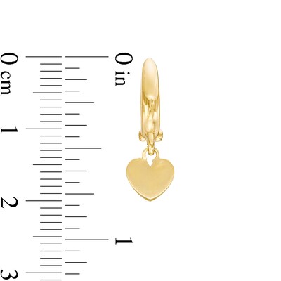 27.0mm Heart Dangle Huggie Hoop Earrings in 10K Gold