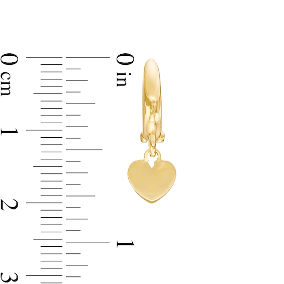 27.0mm Heart Dangle Huggie Hoop Earrings in 10K Gold