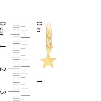 27.0mm Star Dangle Huggie Hoop Earrings in 10K Gold