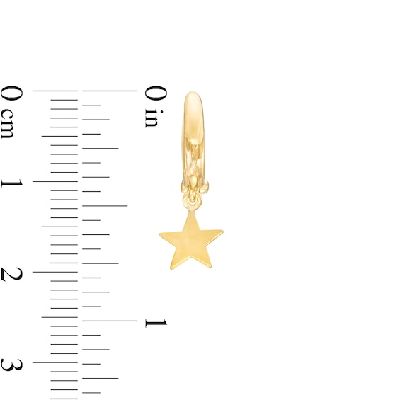 27.0mm Star Dangle Huggie Hoop Earrings in 10K Gold