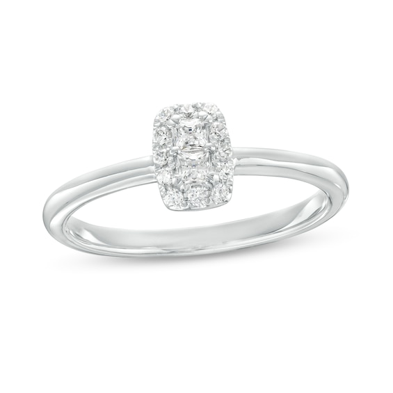 Forever Connected 0.20 CT. T.W. Princess-Cut Diamond Rectangular Frame Ring in 10K White Gold