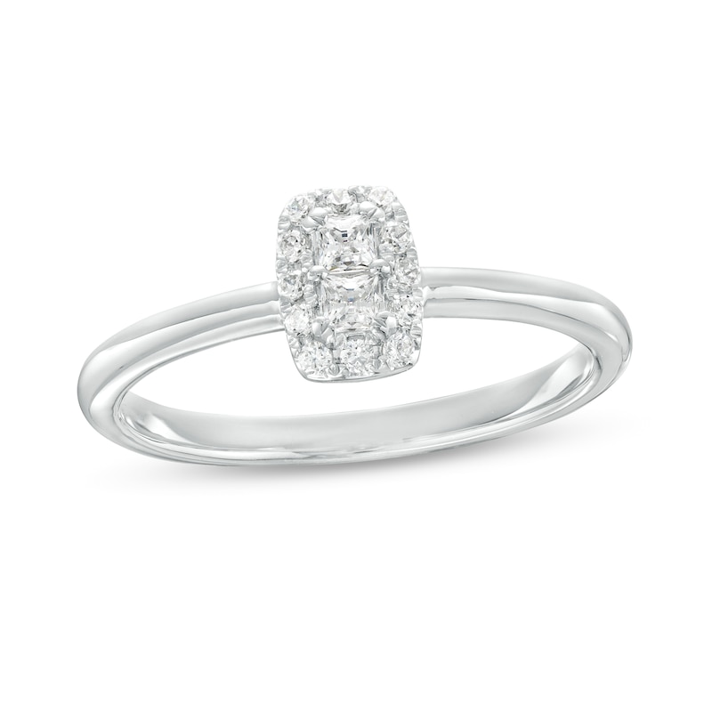 Forever Connected 0.20 CT. T.W. Princess-Cut Diamond Rectangular Frame Ring in 10K White Gold|Peoples Jewellers