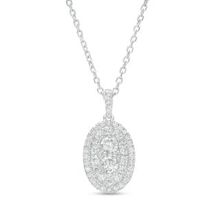 Forever Connected CT. T.W. Diamond Oval-Shaped Double Frame Pendant in 10K White Gold