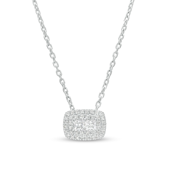 Forever Connected 0.25 CT. T.W. Princess-Cut Diamond Rectangular Frame Necklace in 10K White Gold