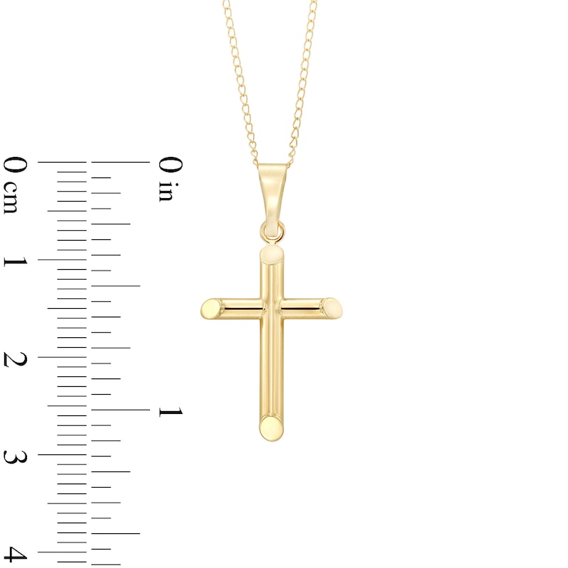 Child's Tube Cross Pendant in 14K Gold - 13"|Peoples Jewellers
