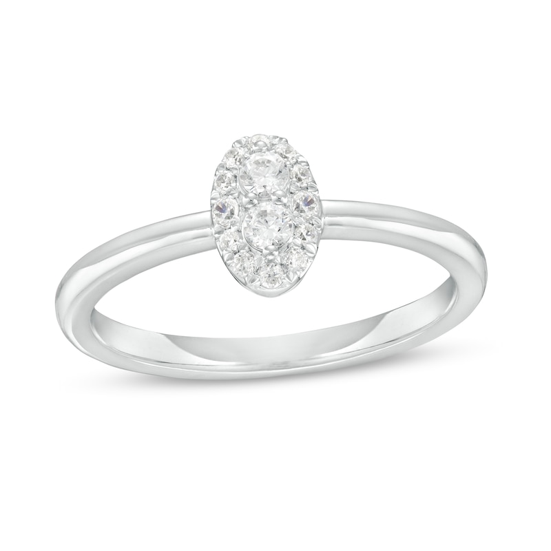 Forever Connected 0.20 CT. T.W. Diamond Oval-Shaped Frame Ring in 10K White Gold|Peoples Jewellers