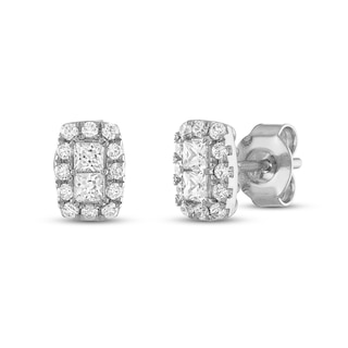 Forever Connected 0.40 CT. T.W. Princess-Cut Diamond Rectangular Frame Stud Earrings in 10K White Gold