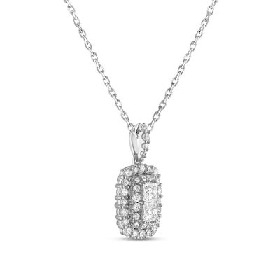 Forever Connected 0.50 CT. T.W. Princess-Cut Diamond Double Rectangular Frame Pendant in 10K White Gold