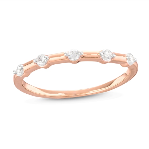 0.085 CT. T.W. Diamond Five Stone Anniversary Band in 10K Rose Gold