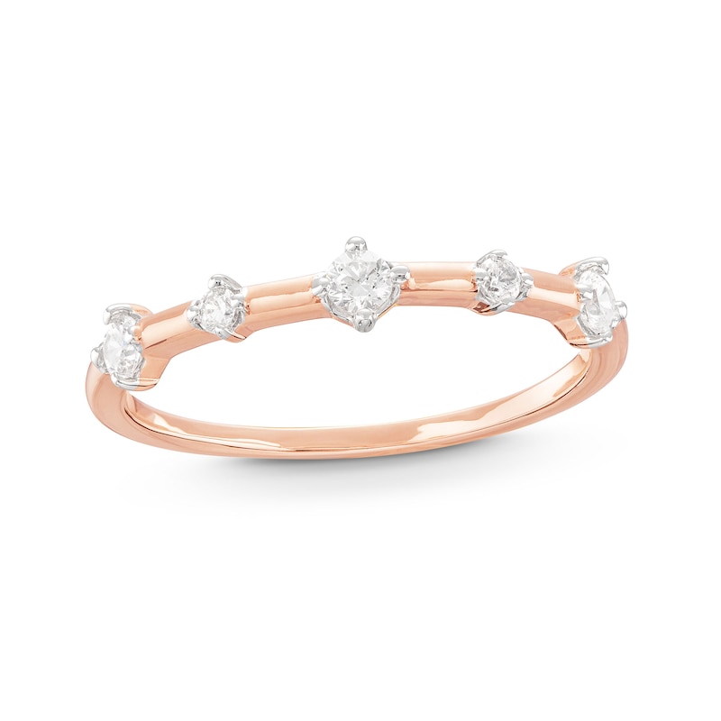 0.145 CT. T.W. Diamond Alternating Large and Small Five Stone Anniversary Band in 10K Rose Gold|Peoples Jewellers