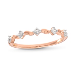 0.085 CT. T.W. Diamond Wave Alternating Anniversary Band in 10K Rose Gold