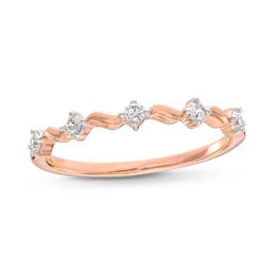 0.085 CT. T.W. Diamond Wave Alternating Anniversary Band in 10K Rose Gold