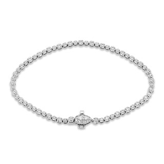 Forever Connected 1.01 CT. T.W. Pear-Shaped Diamond Frame Line Bracelet in 10K White Gold – 7.25"