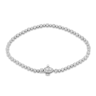 Forever Connected 1.01 CT. T.W. Pear-Shaped Diamond Frame Line Bracelet in 10K White Gold – 7.25"