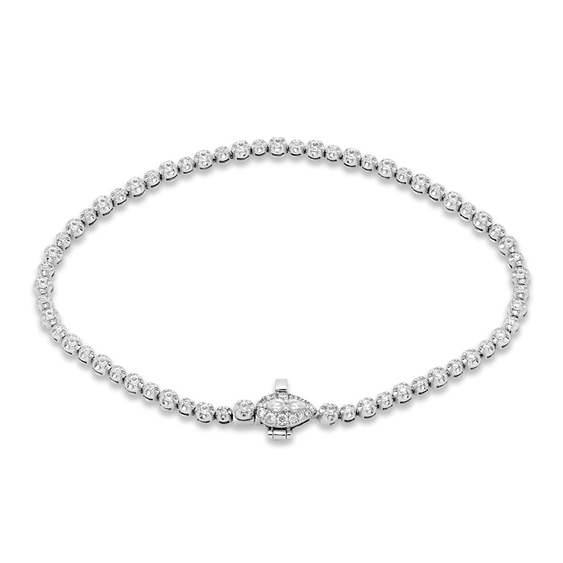 Forever Connected 1.01 CT. T.W. Pear-Shaped Diamond Frame Line Bracelet in 10K White Gold – 7.25"|Peoples Jewellers
