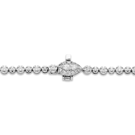 Forever Connected 1.01 CT. T.W. Pear-Shaped Diamond Frame Line Bracelet in 10K White Gold – 7.25"