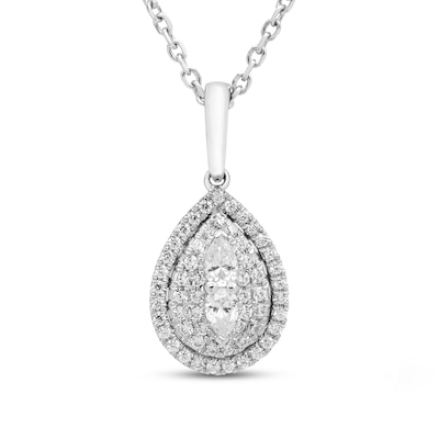 Forever Connected 0.20 CT. T.W. Pear-Shaped Diamond Frame Pendant in Sterling Silver