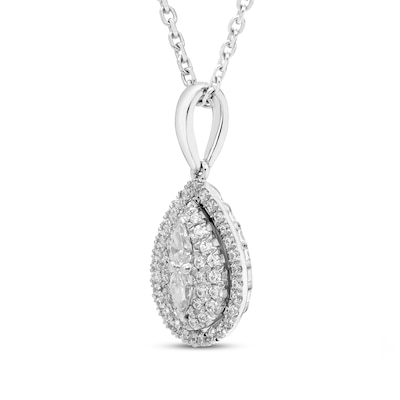 Forever Connected 0.20 CT. T.W. Pear-Shaped Diamond Frame Pendant in Sterling Silver