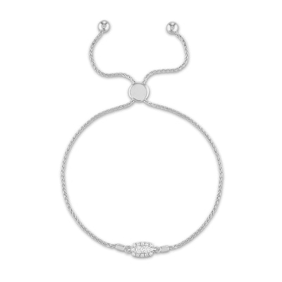 Forever Connected 0.20 CT. T.W. Princess-Cut Diamond Rectangular Frame Bolo Bracelet in 10K White Gold – 9.5"