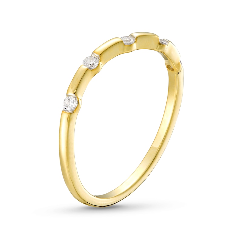 Main Image 3 of 0.085 CT. T.W. Diamond Wave Five Stone Anniversary Band in 10K Gold