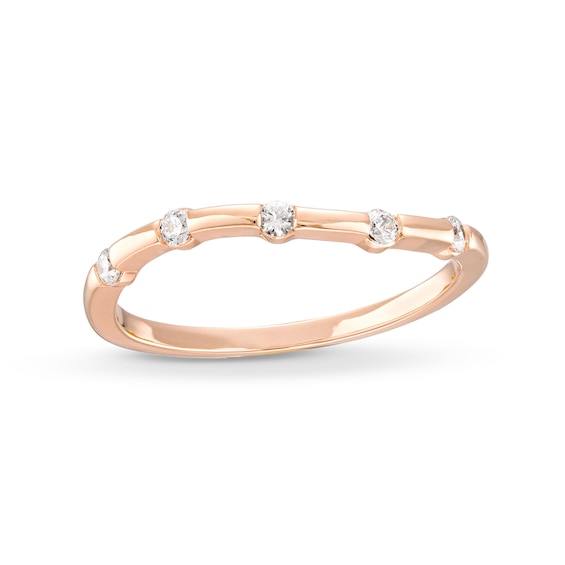 0.085 CT. T.W. Diamond Wave Five Stone Anniversary Band in 10K Rose Gold