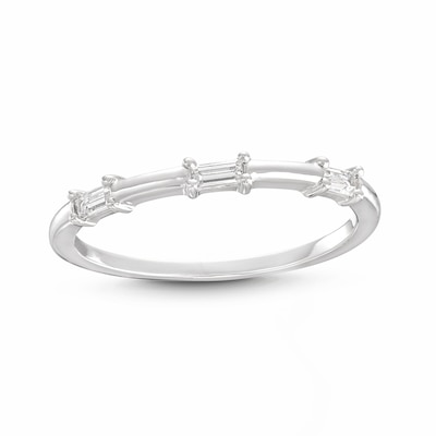 0.085 CT. T.W. Baguette Diamond Three Stone Anniversary Band in 10K Gold