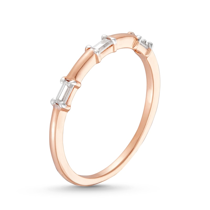 0.085 CT. T.W. Baguette Diamond Three Stone Anniversary Band in 10K Rose Gold|Peoples Jewellers