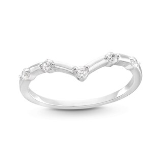 0.085 CT. T.W. Diamond Chevron Five Stone Anniversary Band in 10K Gold