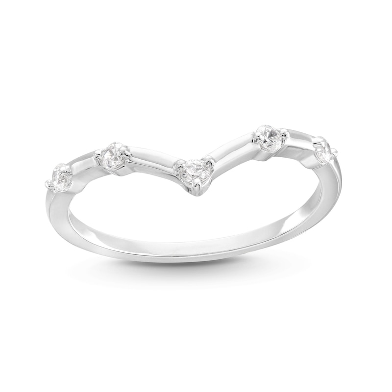 0.085 CT. T.W. Diamond Chevron Five Stone Anniversary Band in 10K White Gold|Peoples Jewellers
