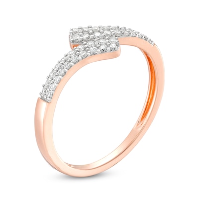 0.23 CT. T.W. Diamond Double Row Bypass Anniversary Band in 10K Rose Gold