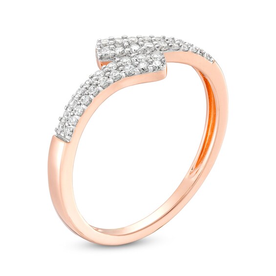 0.23 CT. T.W. Diamond Double Row Bypass Anniversary Band in 10K Rose Gold