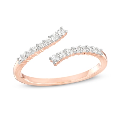 0.18 CT. T.W. Diamond Graduated Bypass Anniversary Band in 10K Rose Gold