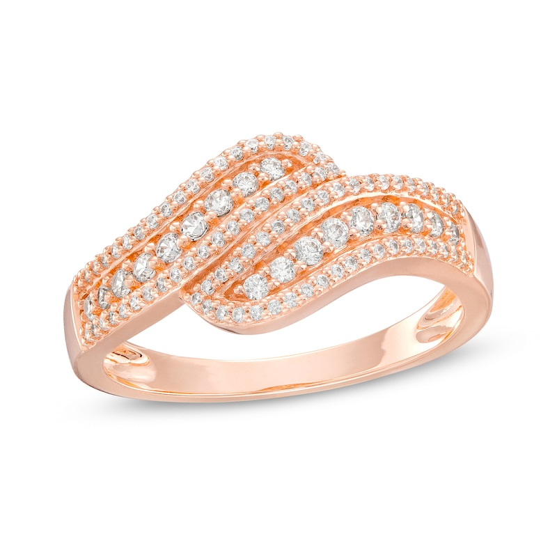 Main Image 1 of 0.29 CT. T.W. Diamond Wave Triple Row Anniversary Band in 10K Rose Gold