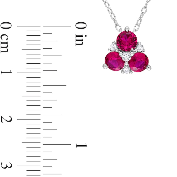 4.5mm Lab-Created Ruby and White Lab-Created Sapphire Trio Pendant and Stud Earrings Set in Sterling Silver