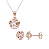 Thumbnail Image 0 of White Lab-Created Sapphire Solitaire Rose Pendant and Stud Earrings Set in Sterling Silver with 18K Rose Gold Plate