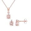 Thumbnail Image 0 of 5.0mm Morganite and Diamond Accent Stacked Pendant and Stud Earrings Set in 10K Rose Gold - 17"