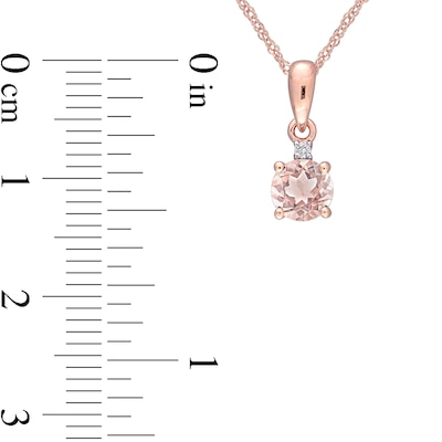 5.0mm Morganite and Diamond Accent Stacked Pendant and Stud Earrings Set in 10K Rose Gold - 17"