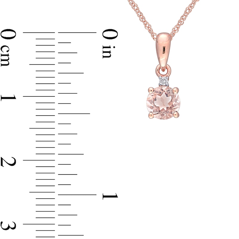 5.0mm Morganite and Diamond Accent Stacked Pendant and Stud Earrings Set in 10K Rose Gold - 17"
